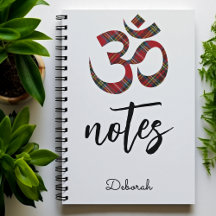 Name Posh Royal Stewart Tartan Om Symbol Notebook