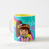 Name Princess girls rainbow aqua Tasse (Vorderseite Links)