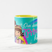 Name Princess girls rainbow aqua Tasse