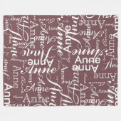 Name Printed in White all-over a Fired-Brick Fleecedecke (Vorderseite (Horizontal))