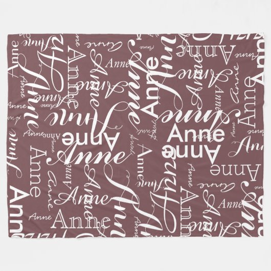 Name Printed in White all-over a Fired-Brick Fleecedecke (Vorderseite (Horizontal))