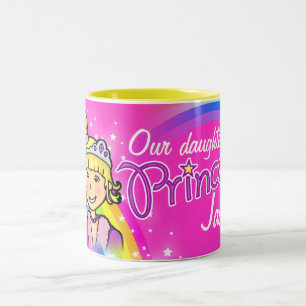 Name Prinzessinnen Regenbogen-Rosa-Tasse Zweifarbige Tasse