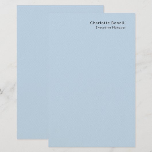 Name Professional Modern Minimalist Blue  Briefpapier (Vorne/Hinten)