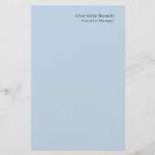 Name Professional Modern Minimalist Blue  Briefpapier (Vorderseite)