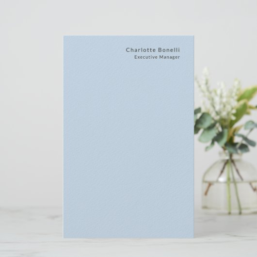 Name Professional Modern Minimalist Blue Briefpapier (Stehend Vorderseite)