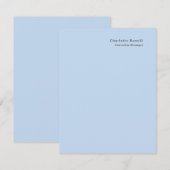 Name Professional Modern Minimalist Blue  Mitteilungskarte (Vorne/Hinten)