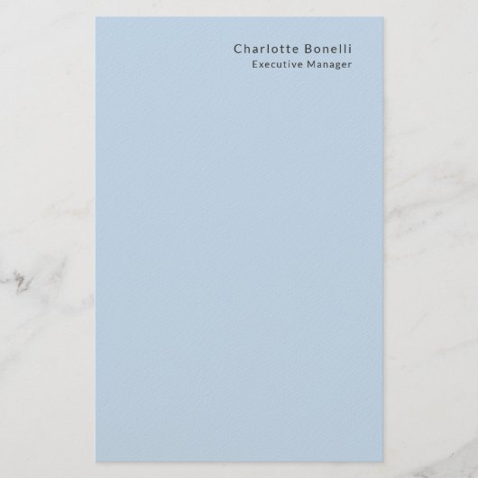 Name Professionell Modern Minimalistisch Blau Briefpapier (Vorderseite)