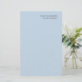 Name Professionell Modern Minimalistisch Blau Briefpapier (Stehend Vorderseite)