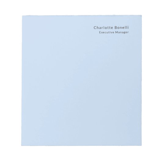 Name Professionell Modern Minimalistisch Blau Notizblock (Vorderseite)