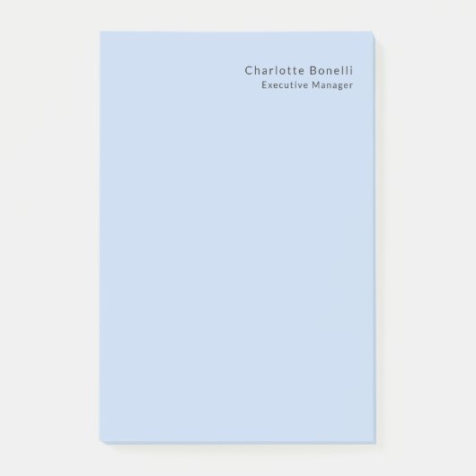 Name Professionell Modern Minimalistisch Blau Post-it Klebezettel (Vorderseite)