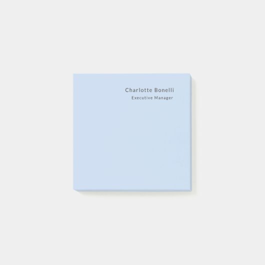 Name Professionell Modern Minimalistisch Blau Post-it Klebezettel (Vorderseite)