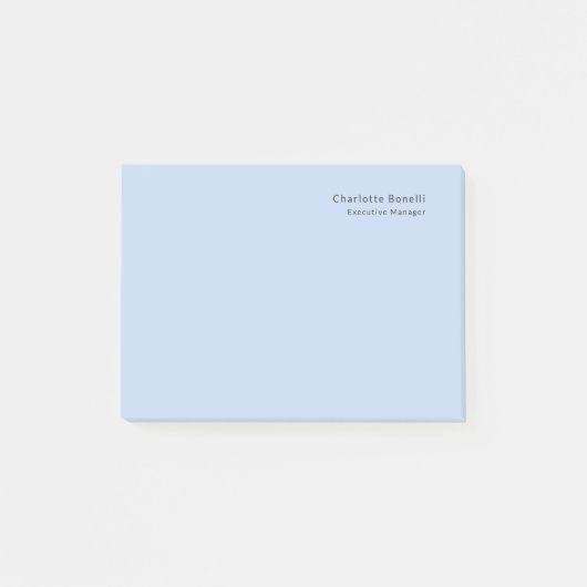 Name Professionell Modern Minimalistisch Blau  Post-it Klebezettel (Vorderseite)