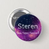 Name ___ + Pronomen Anpassbare Galaxie Button (Vorne & Hinten)
