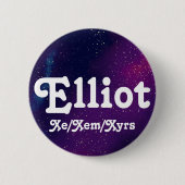 Name ___ + Pronomen Anpassbare Galaxie Button (Vorderseite)