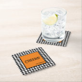Name & Prost! Orange Schwarz Weiß Houndstooth Untersetzer (Vor Ort)