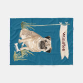 Name Pug Pet Dog Fleecedecke (Vorderseite (Horizontal))