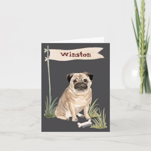 Name Pug Pet Dog Karte (Vorderseite)
