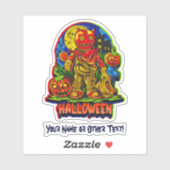Name Pumpkin Head Monster Chat Orange Blue Aufkleber (Blatt)