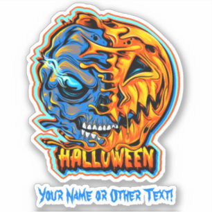 Name Pumpkin Head & Skull Halloween hinzufügen Aufkleber