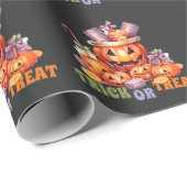 Name Pumpkin Orange Lila Spooky Halloween Candy Geschenkpapier (Rolleneckpunkt)