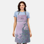 Name, Purple and Teal Decorative Peacock Pattern Schürze (Getragen)