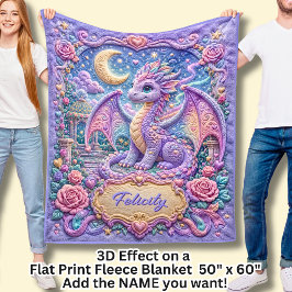Name Purpur Baby Drache 3D Effekt hinzufügen Fleecedecke