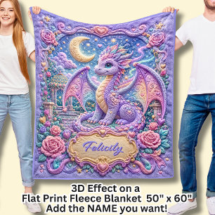 Name Purpur Baby Drache 3D Effekt hinzufügen Fleecedecke