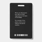 Name QR Code Bar Code Benutzerdefiniertes Abzeiche Ausweis (Rückseite)