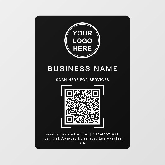 Name QR Code Logo Schwarz/Weiß Fensteraufkleber (Blatt)