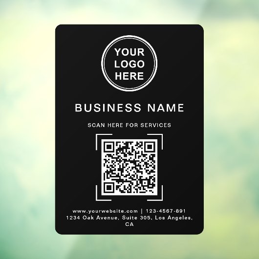 Name QR Code Logo Schwarz/Weiß Fensteraufkleber (Blatt 3)