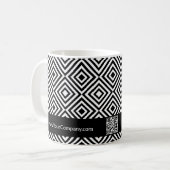 Name QR-Code Website Schwarz-Weiß-Muster Kaffeetasse (Vorderseite Links)