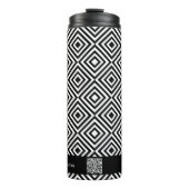 Name QR-Code Website Schwarz-Weiß-Muster Thermosbecher (Vorderseite)