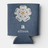 Name, Quill Yorkshire White Rose, Blue Denim Dosenkühler (Vorderseite)