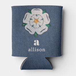 Name, Quill Yorkshire White Rose, Blue Denim Dosenkühler