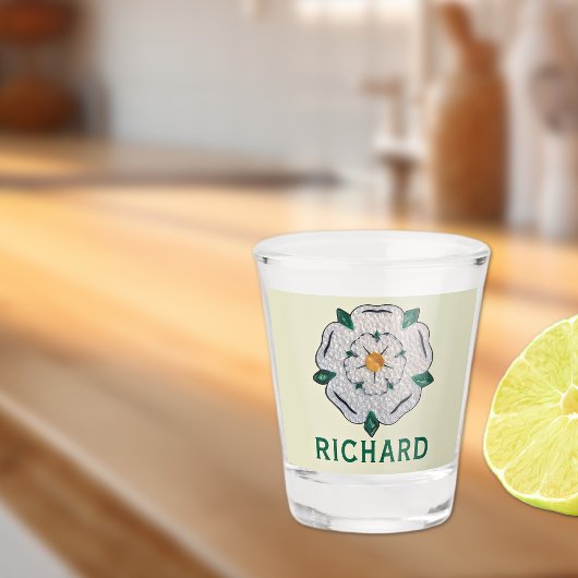 Name, Quill Yorkshire White Rose, Schnapsglas
