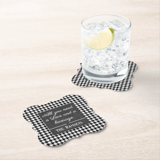 Name Quote. Black & White Houndstooth Bracket Untersetzer (Vor Ort)