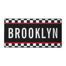 Name Racing Red White Black Checkerboard Muster