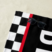 Name Racing Red White Black Checkerboard Muster Strandtuch (Beispiel)