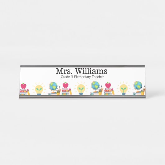 Name, Rangstufe, Lehrerbewertung, benutzerdefinier Schreibtischnamensplakette (Vorderseite )