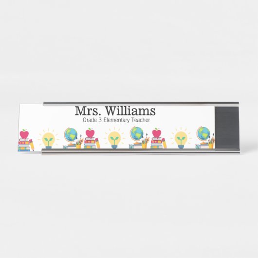 Name, Rangstufe, Lehrerbewertung, benutzerdefinier Schreibtischnamensplakette (Vorderseite )