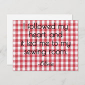 Name, Red and White Gingham All-Occasion Flat Mitteilungskarte (Vorne/Hinten)