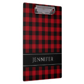 Name Red & Black Karos Kariert Gingham Pattern Klemmbrett (Rechts)