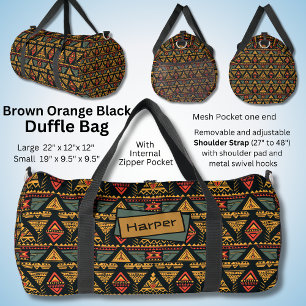 Name: Red Black Orange Brown Abstrakt Geometric Duffle Bag