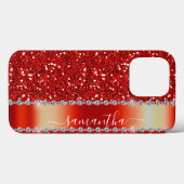 Name Red Diamond Glitzer Look Case-Mate iPhone Hülle (Rückseite (Horizontal))