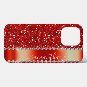 Name Red Diamond Glitzer Look Case-Mate iPhone Hülle