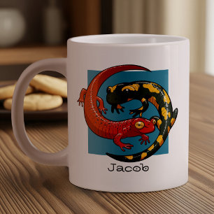 Name Red & Fire Salamanders Cartoon hinzufügen Jumbo-Tasse