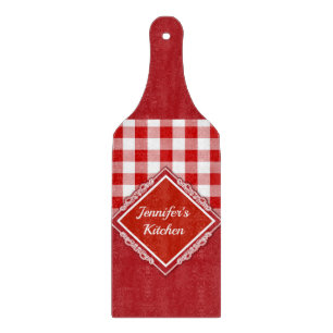 Name Red Gingham New Zuhause Gift hinzufügen Schneidebrett
