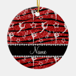 Name Red Gymnastics Glitzer zebra stripes Keramik Ornament