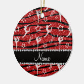 Name Red Gymnastics Glitzer zebra stripes Keramik Ornament (Links)
