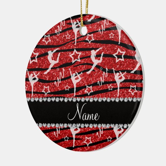 Name Red Gymnastics Glitzer zebra stripes Keramik Ornament (Links)